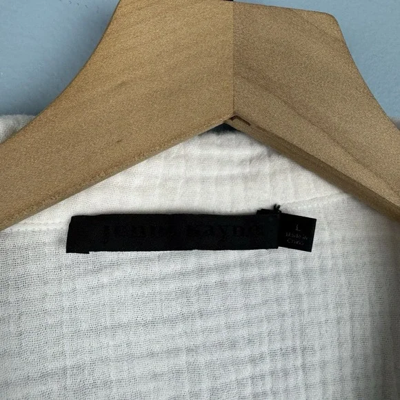 Jenni Kayne Gauze Textured Lagenlook Button Up White Shirt Women's Size Large - Picture 5 of 6